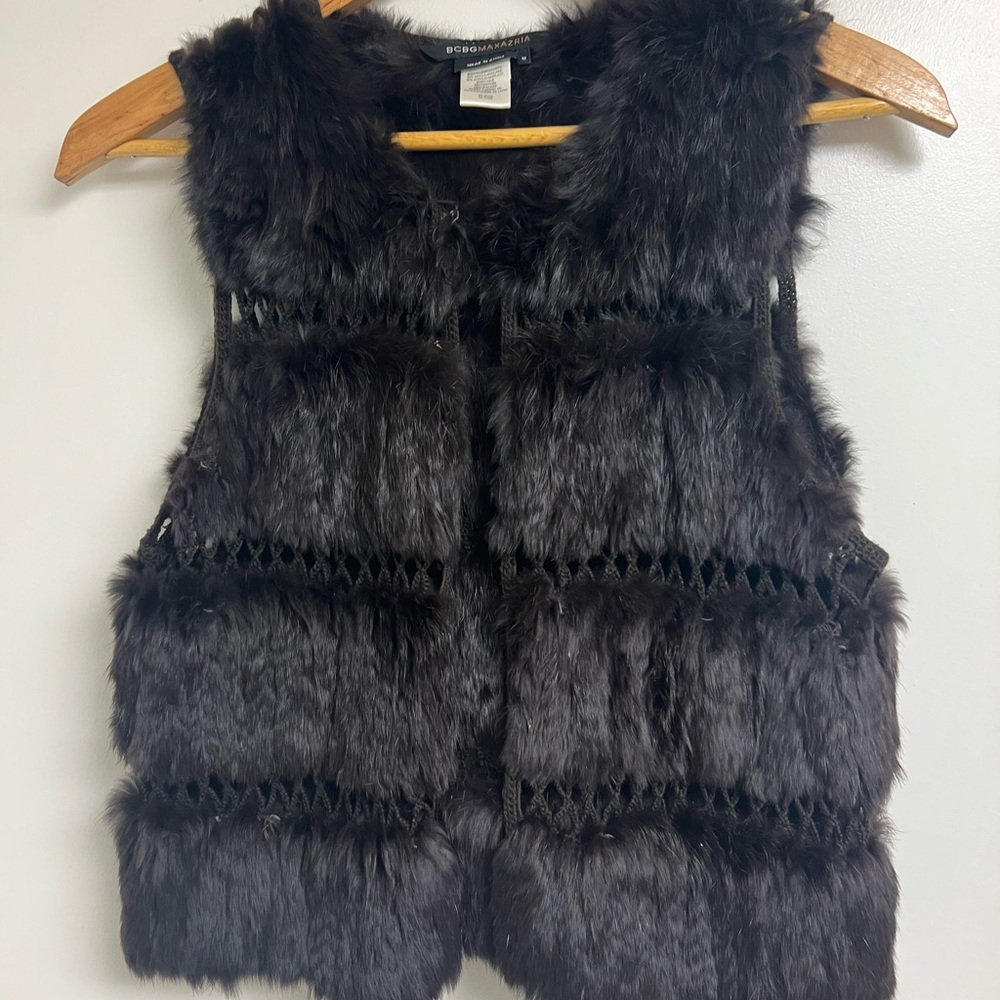 Fur singlet with crochet detail